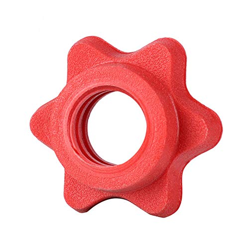 Maliwan Mancuernas estándar de barra giratoria, tuerca hexagonal antideslizante de 25 mm para levantamiento de pesas (plástico, rojo)