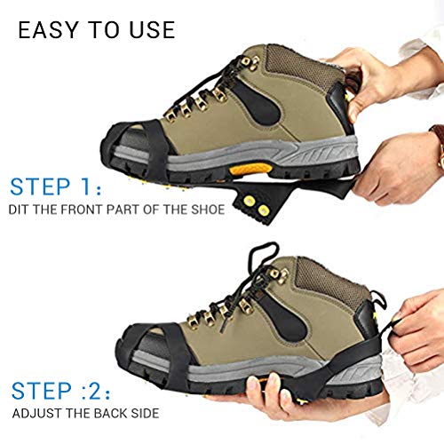 Mallalah 1 par de crampones de 10 Dientes para Exteriores Cubiertas Antideslizantes Zapatillas de Hielo para Hielo y Nieve Zapatillas con 10 uñas de Repuesto Size S Mallalah 1 par de crampones de 10 Dientes para Exteriores Cubiertas Antideslizantes Zapatillas de Hielo para Hielo y Nieve Zapatillas con 10 uñas de Repuesto Size S
