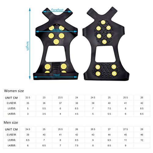 Mallalah 1 par de crampones de 10 Dientes para Exteriores Cubiertas Antideslizantes Zapatillas de Hielo para Hielo y Nieve Zapatillas con 10 uñas de Repuesto Size S Mallalah 1 par de crampones de 10 Dientes para Exteriores Cubiertas Antideslizantes Zapatillas de Hielo para Hielo y Nieve Zapatillas con 10 uñas de Repuesto Size S