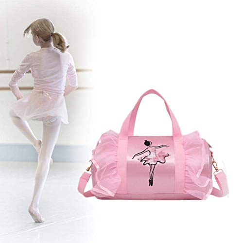 Mallalah Ballet para niños Baile latino Bolsa de hombro Bolso de asas Bolso de la muchacha Bolsos de mensajero para niñas (rosa)