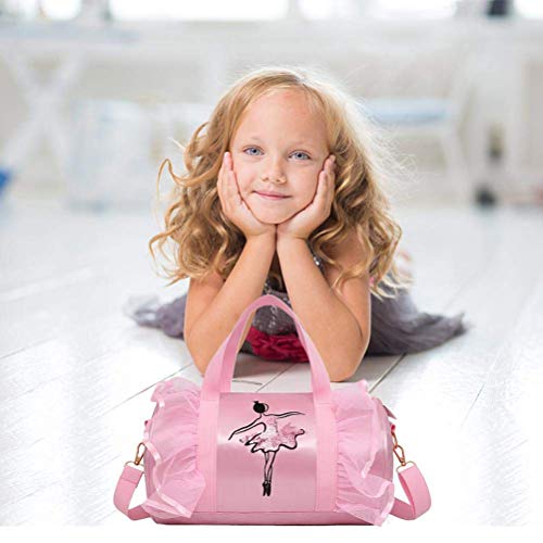 Mallalah Ballet para niños Baile latino Bolsa de hombro Bolso de asas Bolso de la muchacha Bolsos de mensajero para niñas (rosa)