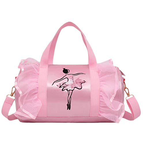 Mallalah Ballet para niños Baile latino Bolsa de hombro Bolso de asas Bolso de la muchacha Bolsos de mensajero para niñas (rosa)