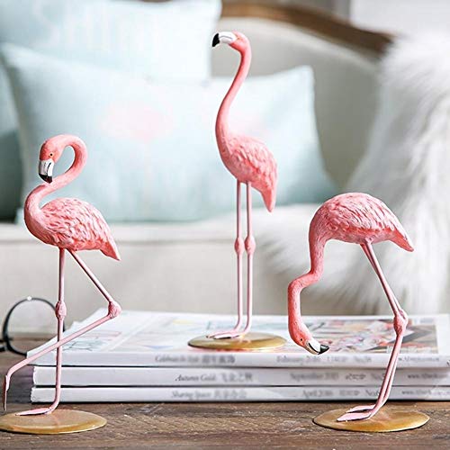 Mallalah - Figura decorativa de resina de flamenco con adorno de flamenco de color rosa Mallalah - Figura decorativa de resina de flamenco con adorno de flamenco de color rosa