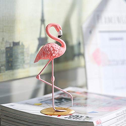 Mallalah - Figura decorativa de resina de flamenco con adorno de flamenco de color rosa Mallalah - Figura decorativa de resina de flamenco con adorno de flamenco de color rosa