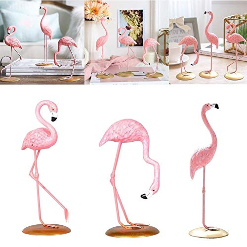Mallalah - Figura decorativa de resina de flamenco con adorno de flamenco de color rosa Mallalah - Figura decorativa de resina de flamenco con adorno de flamenco de color rosa