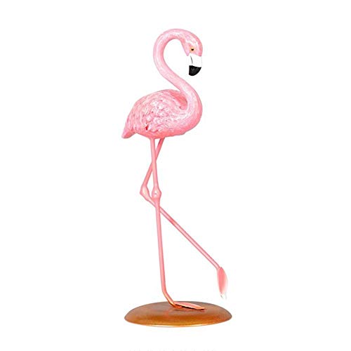 Mallalah - Figura decorativa de resina de flamenco con adorno de flamenco de color rosa Mallalah - Figura decorativa de resina de flamenco con adorno de flamenco de color rosa