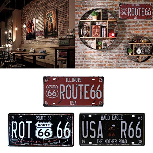 Mallalah - Placa de matrícula digital de metal para pared, placa de estaño, café, pub, bares, tienda, póster, 15 x 30 cm, decoración de moto coche carretera 66 (B)