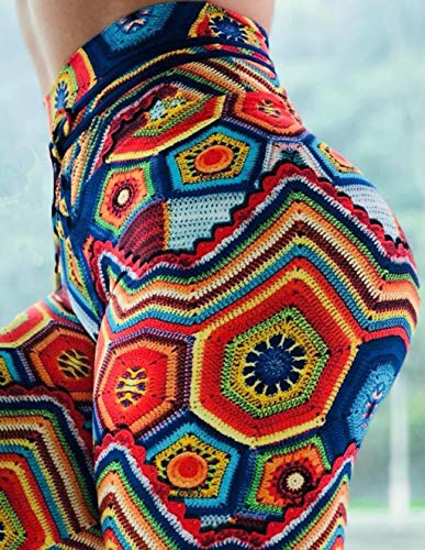 Mallas Deporte Mujer Leggins Fitness Push up Running Yoga Pantalón Medias Deportivas Multicolor 3D Impresión Arco Iris Gym Pantalones Deportivos Elástico Polainas para Pilates Ejercicio (E, L)
