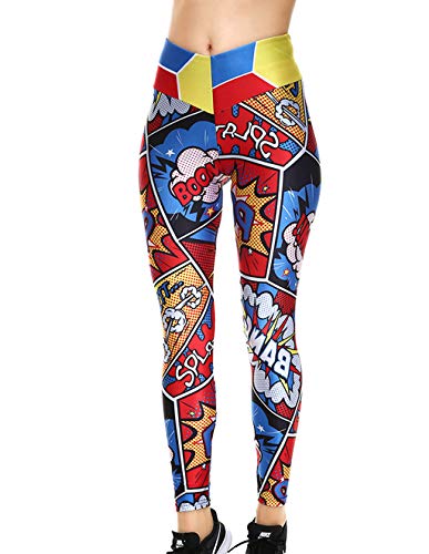 Mallas Deporte Mujer Leggins Yoga Pantalón Medias Deportivas Patrón de Dibujos Animados Gym Pantalones Deportivos Elástico Polainas para Running Pilates Fitness Ejercicio (A, XS)