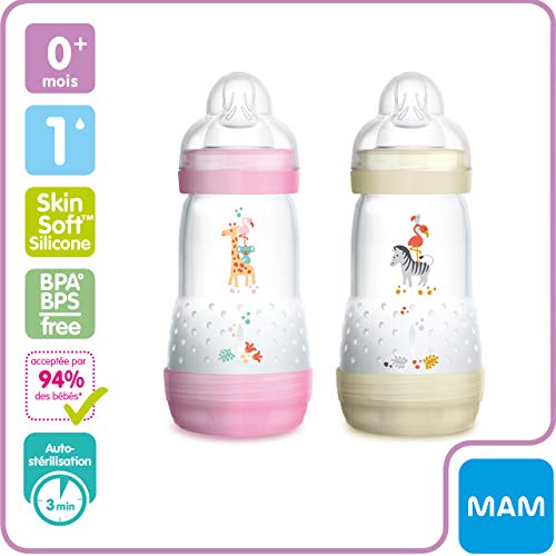 MAM - Biberones anticólico para bebé (de 0 a 6 meses, 2 x 260 ml) (5442895)
