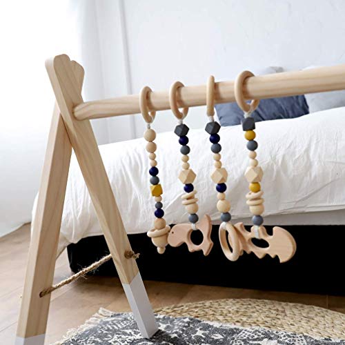 Mamimami Home 4+1 Batman Ordenanza Bebé Juego de Madera Gimnasio Juguete Montessori Guardería Decoración Encantos Sensoriales Juguete Educativo Para Niños Con Perchas