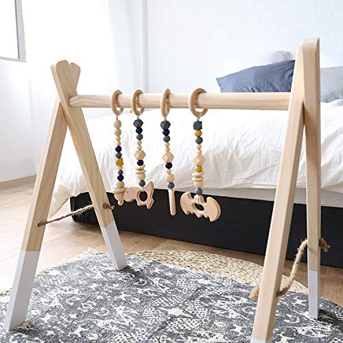 Mamimami Home 4+1 Batman Ordenanza Bebé Juego de Madera Gimnasio Juguete Montessori Guardería Decoración Encantos Sensoriales Juguete Educativo Para Niños Con Perchas