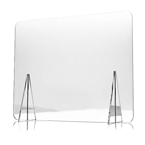 Mampara de Metacrilato de 100 x 80 cm para Escritorio y Mesa, Transparente, Grosor de 3mm, Mampara de Protección para Oficina, Bar, Cafetería y Restaurante