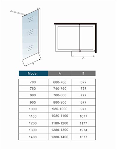 Mamparas de Ducha Pantalla Panel Fijo 8mm Antical - Barra 90cm - 140x190cm