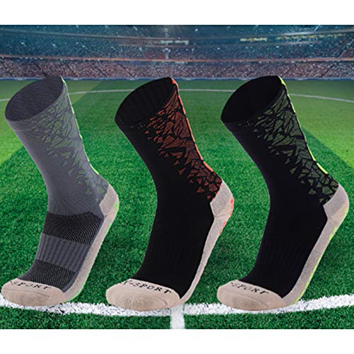 Manbozix Calcetines de Los Hombres Calcetines de Fútbol Calcetines Deportivos Antideslizantes Calcetines Transpirables Calcetines de Entrenamiento para Adultos 38-44, Naranja Negro