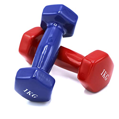 Mancuernas con Revestimiento de Vinilo, Pack DE 2. Color Azul Peso de 1 Kilo. Gimnasio en casa, Ejercicios Ligeros. Mantente en Forma. Mancuernas con Revestimiento de Vinilo, Pack DE 2. Color Azul Peso de 1 Kilo. Gimnasio en casa, Ejercicios Ligeros. Mantente en Forma.
