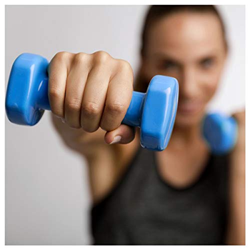 Mancuernas con Revestimiento de Vinilo, Pack DE 2. Color Azul Peso de 1 Kilo. Gimnasio en casa, Ejercicios Ligeros. Mantente en Forma.