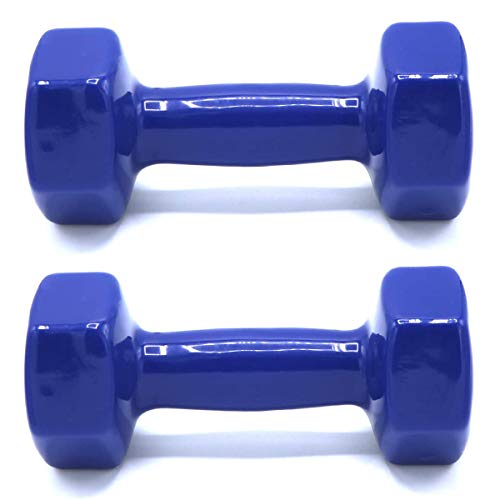 Mancuernas con Revestimiento de Vinilo, Pack DE 2. Color Azul Peso de 1 Kilo. Gimnasio en casa, Ejercicios Ligeros. Mantente en Forma.