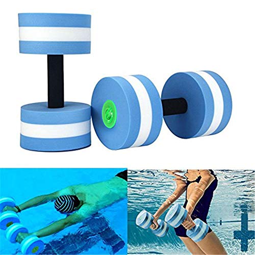 Mancuernas de espuma para ejercicio aeróbico de agua, equipo para ejercicios de fitness acuáticos, pérdida de peso, color azul, 2 unidades