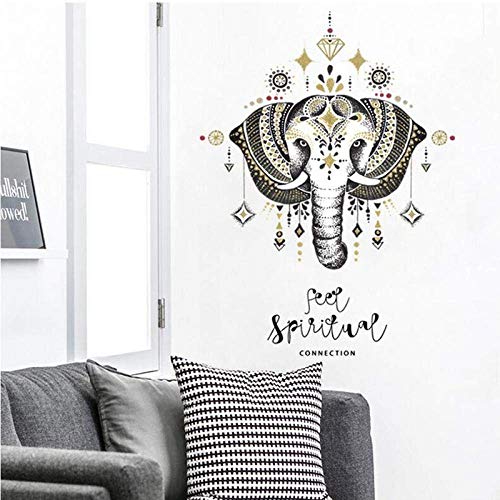 Mandala Elefante Tatuajes De Pared Dormitorio Indian Yoga Vinilo Adhesivo Boho Decor-50X70Cm