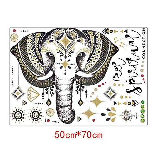 Mandala Elefante Tatuajes De Pared Dormitorio Indian Yoga Vinilo Adhesivo Boho Decor-50X70Cm