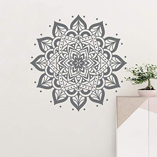 Mandala redonda Boho Mandala Yoga vinilo pared pegatina cabecera planta Natural decoración de pared