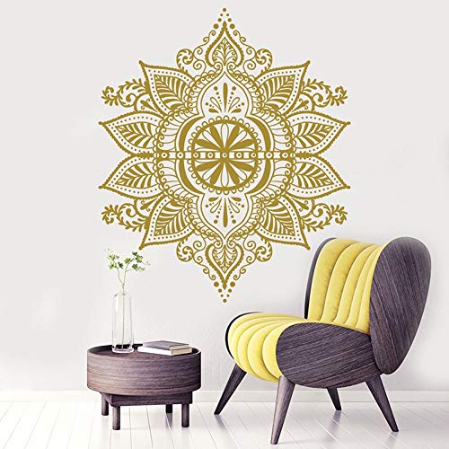 Mandala Tatuajes de pared Patrón indio bohemio Yoga Estudio Decoración Dormitorio bohemio Decoración Namaste Calcomanía Yoga Pegatinas Mandala Café 42x42CM