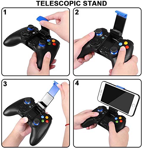 Mando para Android, PowerLead Controlador para iOS/Android, inalámbrico Gamepad de Juegos con Soporte Retráctil, 2.4G Inalámbrico Móvil Mando con Doble Vibración Mando para Android, PowerLead Controlador para iOS/Android, inalámbrico Gamepad de Juegos con Soporte Retráctil, 2.4G Inalámbrico Móvil Mando con Doble Vibración