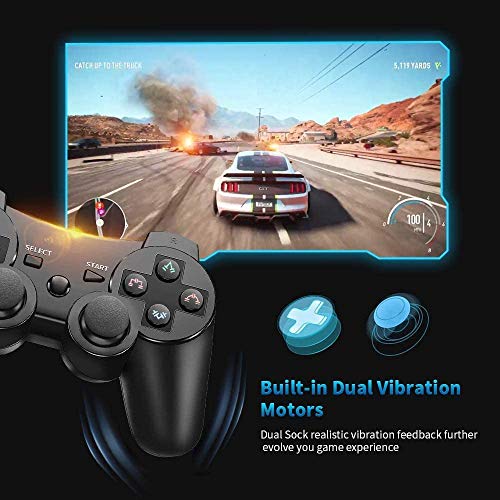Mando PS3 inalámbrico Bluetooth Gamepad Doble Vibración Six-Axis Mando a Distancia Joystick para Playstation 3 con Cable USB (2 negros)