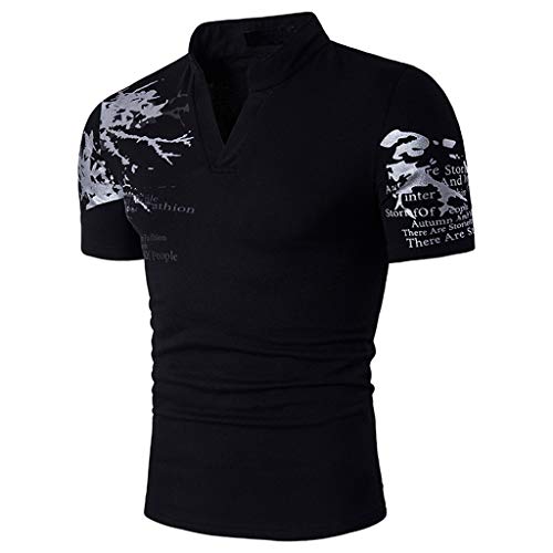 Manga Corta Camiseta Hombres Ajustado Cuello en v Músculo Casual Tops Playeras