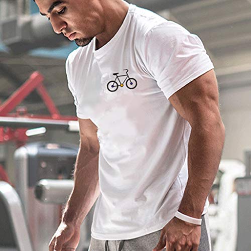 Manga Corta Camiseta Hombres Nuevo Verano Dibujos Animados Bicicleta Patrones Impresos Blusa Superior Tops Calavera 2019 Moda