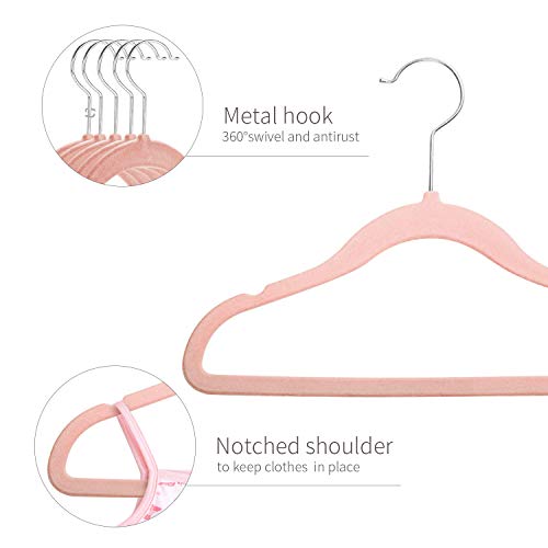 ManGotree Perchas de Ropa Aterciopelada, Bebé clasificado, Diseño Ultra Delgado y Sin Deslizamiento Paquete de 15 (Rosado) ManGotree Perchas de Ropa Aterciopelada, Bebé clasificado, Diseño Ultra Delgado y Sin Deslizamiento Paquete de 15 (Rosado)