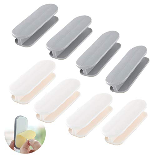 Manija Autoadhesiva,Liwien 8 pcs Manija de Ventana Plastico Pomos Gabinete de Cocina Auxiliar Corredera de Ventana Tiradores de Puerta Autoadhesivos para Cajón Armario Refrigerador(Blanco Gris)