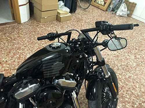 Manillar universal de 22 mm de JFG Racing para Harley Sportster Cruiser XL 883 1200, Chopper Softail Dyna y Street Bob (color negro)