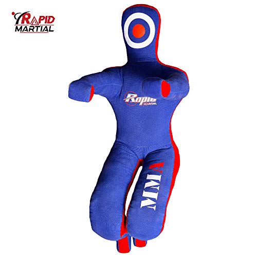 Maniquí de Agarre brasileño para Saco de Boxeo de Artes Marciales de MMA y Defensa Personal (Posición sentada 4 pies) Color Azul sin Relleno