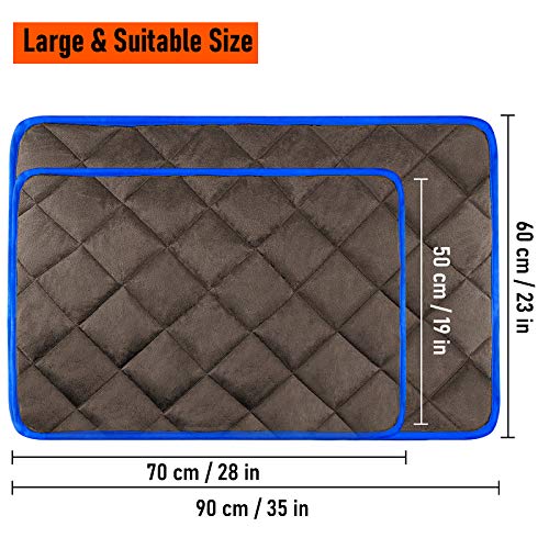 Manta Autocalentable para Gatos & Perros, 90x60cm Talla Grande Almohadilla Térmica Impermeable Antideslizante Lavable Plegable sin Electricidad Ecológico Self Heating Pad para Mascotas, Café