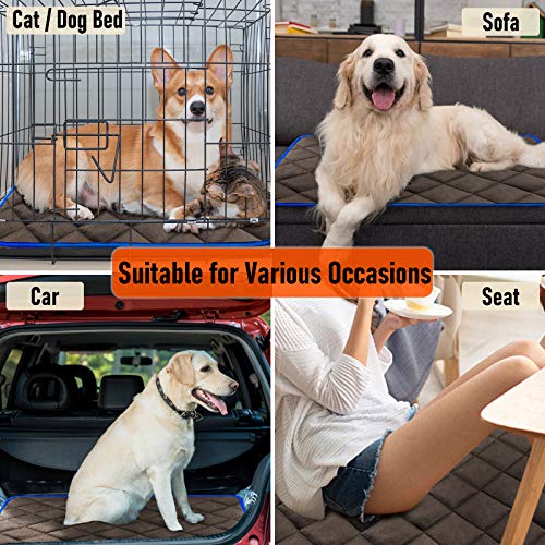 Manta Autocalentable para Gatos & Perros, 90x60cm Talla Grande Almohadilla Térmica Impermeable Antideslizante Lavable Plegable sin Electricidad Ecológico Self Heating Pad para Mascotas, Café