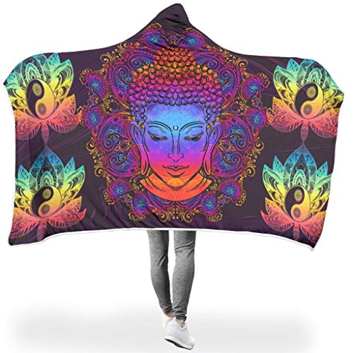 Manta con capucha para yoga y meditación, diseño de Lotus Yin Yang, manta de sofá con capucha, manta de forro polar, manta de invierno, manta mullida para adultos y niños, carbón, para Galaxy S3