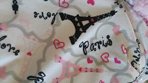 Manta de bebé de princesa rosa – suave de doble capa Sherpa con divertido diseño de París para niñas y niños pequeños