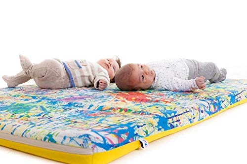 Manta de juegos para bebés acolchada plegable enrollable gimnasio suelo actividades alfombra Tamaño único 130x90 cm Fabricada en España Decoracion Regalo bebe (Pollock)