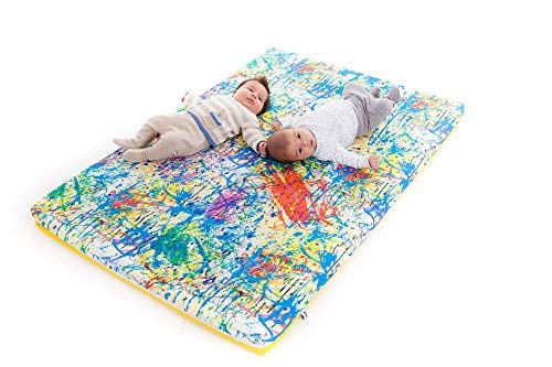 Manta de juegos para bebés acolchada plegable enrollable gimnasio suelo actividades alfombra Tamaño único 130x90 cm Fabricada en España Decoracion Regalo bebe (Pollock)