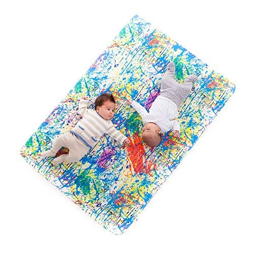 Manta de juegos para bebés acolchada plegable enrollable gimnasio suelo actividades alfombra Tamaño único 130x90 cm Fabricada en España Decoracion Regalo bebe (Pollock)