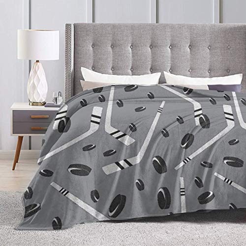 Manta de Tiro de Hockey Gris Manta de Microfibra Ultra Suave, Manta de Cama cálida y Liviana de 60 "x 50"