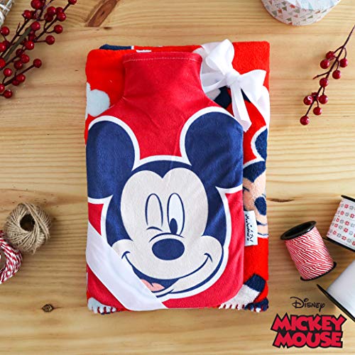 Manta Polar y Bolsa de Agua Caliente, Pack de Mickey Mouse – Manta Infantil Súper Suave y Botella de Agua Caliente para el Frío con Diseño Oficial de Mickey Mouse | Regalos Originales para Niños