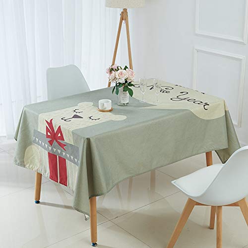 Mantel rectangular con diseño de alce de muñeco de nieve y árbol de Navidad manteles rectangulares en tela decoracao para la cubierta de la mesa del hogar A2 135x160cm Mantel rectangular con diseño de alce de muñeco de nieve y árbol de Navidad manteles rectangulares en tela decoracao para la cubierta de la mesa del hogar A2 135x160cm