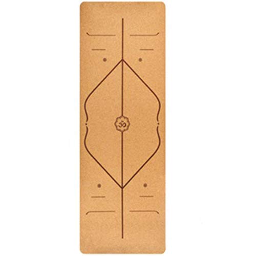 MANWEI Yoga Mat 183X68Cm Natural Cork Yoga Mat Fitness Gym Sports Mats Pilates Workout Pads Non-Slip Yoga Mats 5Mm Absorb Sweat Odorless,Brown,Spain