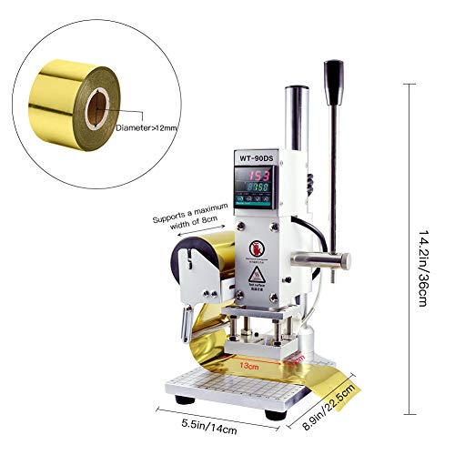 MaquiGra Mini Máquina de Estampado en Caliente Inteligente para Hacer Logo en Cuero Madera PVC Papel Portátil Impresora en Relieve Manual Eléctrica Profesional Multifuncional (10 * 13cm)