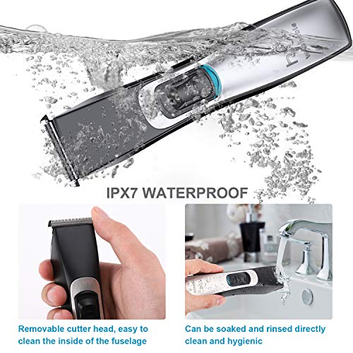 Máquina Cortar Pelo Profesional, Recortadora Barba y Cortapelos, Recortador IPX7 Impermeable con USB Carga Rápida