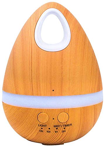 Máquina de Aromaterapia de Huevo Creativa Mini Luz de Noche Colorida Humidificador de Aromaterapia de Grano de Madera Máquina de Extensión Ultrasónica, QiXian, Madera clara