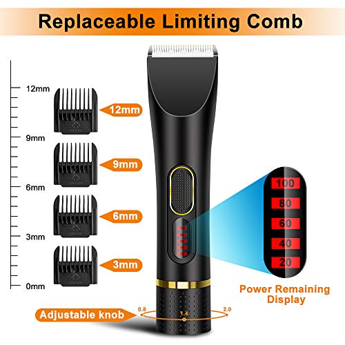 Máquina de Cortapelos profesional, Máquina recortadora de barba Inalámbrico de 2 velocidades Set Recortador de Barba y Cortapelos Kit Familia Batería Recargable para Adulto Niño color negro/oro